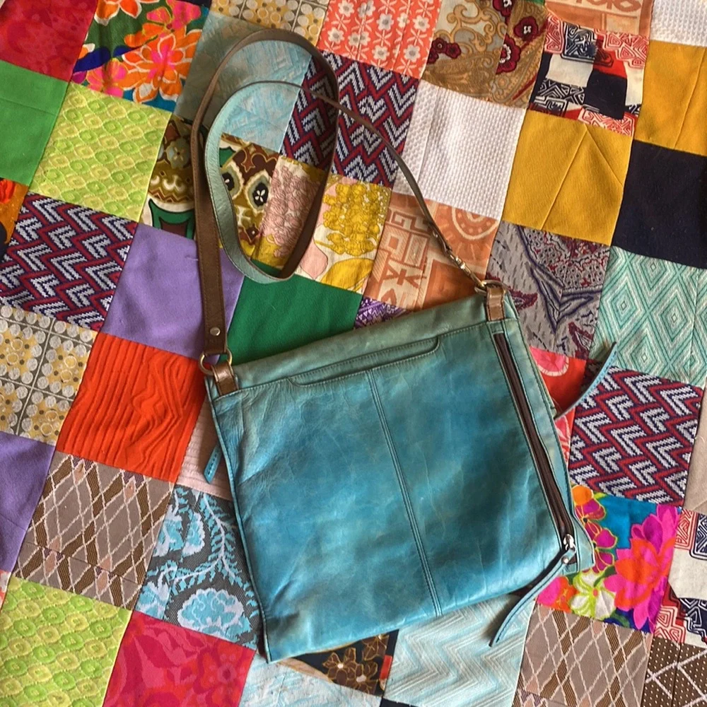HOBO Teal Turquoise Leather Crossbody Bag